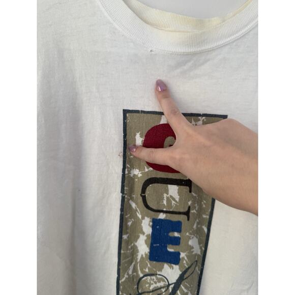 Vintage 90s GUESS Jeans USA Graphic T Shirt White Streetwear Tee Large - Picture 3 of 7